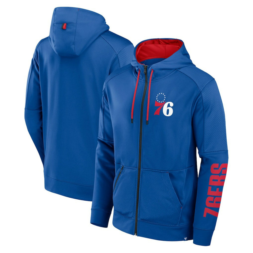 Philadelphia 76ers Baller Defender Performance Full-Zip Hoodie - Royal | Fanatics shop
