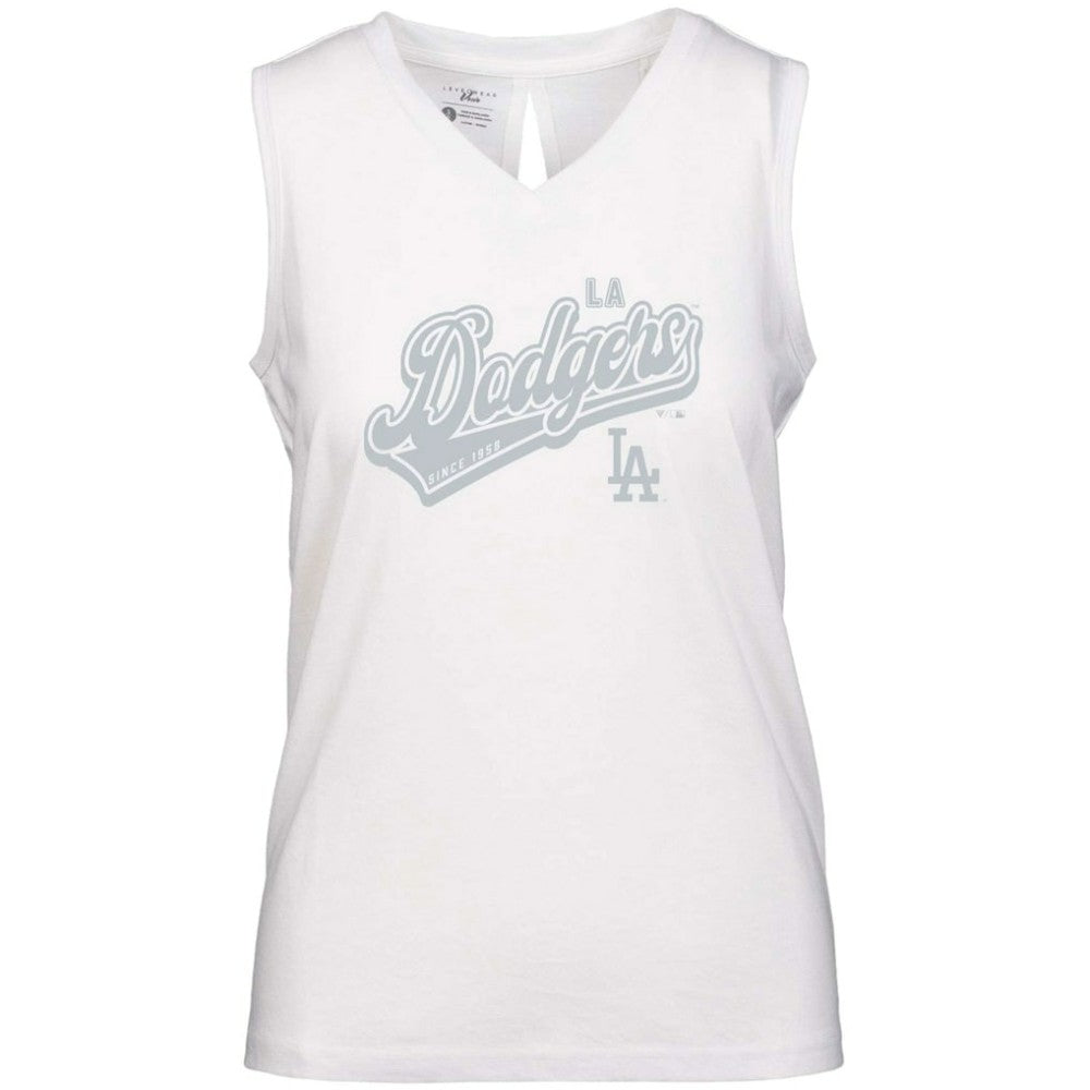 Los Angeles Dodgers Levelwear Women's Paisley Sweep V-Neck Tank Top - White