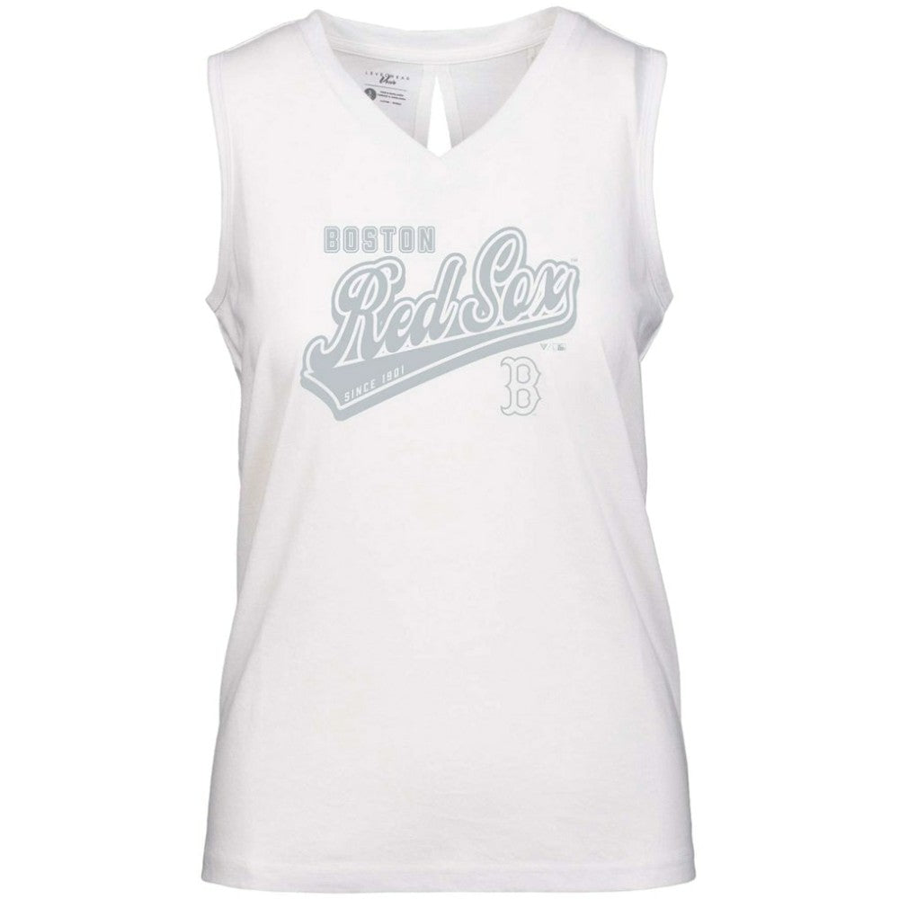 Boston Red Sox Levelwear Women's Paisley Sweep V-Neck Tank Top - White
