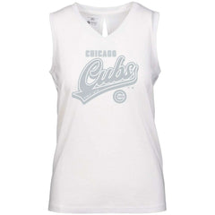 Chicago Cubs Levelwear Women's Paisley Sweep V-Neck Tank Top - White