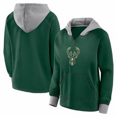 Milwaukee Bucks Logo Athletic Women's Boom Pullover Hoodie - Hunter Green on sale