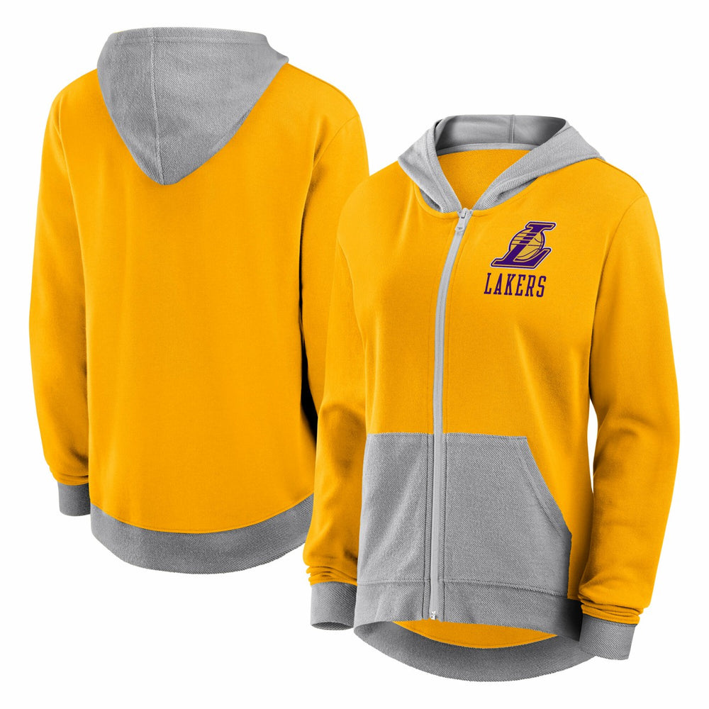 Los Angeles Lakers Logo Athletic Women's Hit It French Terry Full-Zip Hoodie - Gold sale