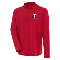 Minnesota Twins Antigua Tidy Quarter-Zip Hoodie - Heather Red