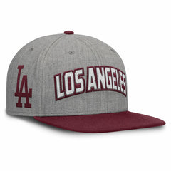 Los Angeles Dodgers Elements Felt Chainstitch Snapback Hat - Gray/Maroon