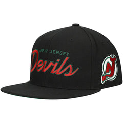 New Jersey Devils Mitchell & Ness Core Team Script 2.0 Snapback Hat
