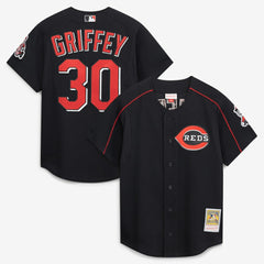 Ken Griffey Jr. Cincinnati Reds Cooperstown Collection Authentic Mesh Batting Practice Jersey - Black | Mitchell & Ness