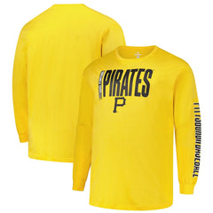 Pittsburgh Pirates Profile Big & Tall Two-Hit Long Sleeve T-Shirt - Gold