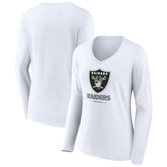 NFL Las Vegas Raiders Women's Team Lockup Long Sleeve V-Neck T-Shirt