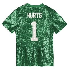 NFL Philadelphia Eagles Jalen Hurts Girls Youth Sequin V-Neck Fashion Jersey