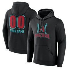 Arizona Diamondbacks Personalized Name & Number Fastball Pullover Hoodie - Black