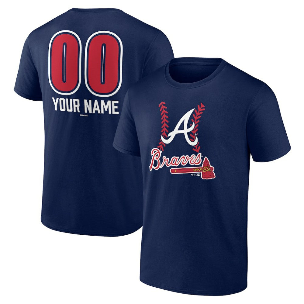 Atlanta Braves Personalized Name & Number Fastball T-Shirt - Navy