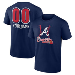 Atlanta Braves Personalized Name & Number Fastball T-Shirt - Navy