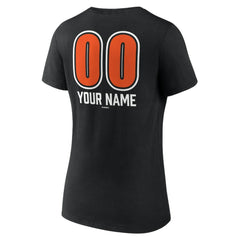 Baltimore Orioles Women's Personalized Name & Number Fastball V-Neck T-Shirt - Black