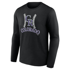 Colorado Rockies Personalized Name & Number Fastball Long Sleeve T-Shirt - Black