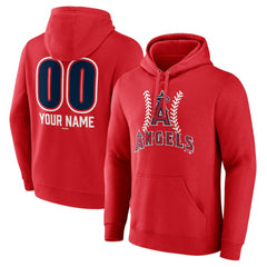 Los Angeles Angels Personalized Name & Number Fastball Pullover Hoodie - Red
