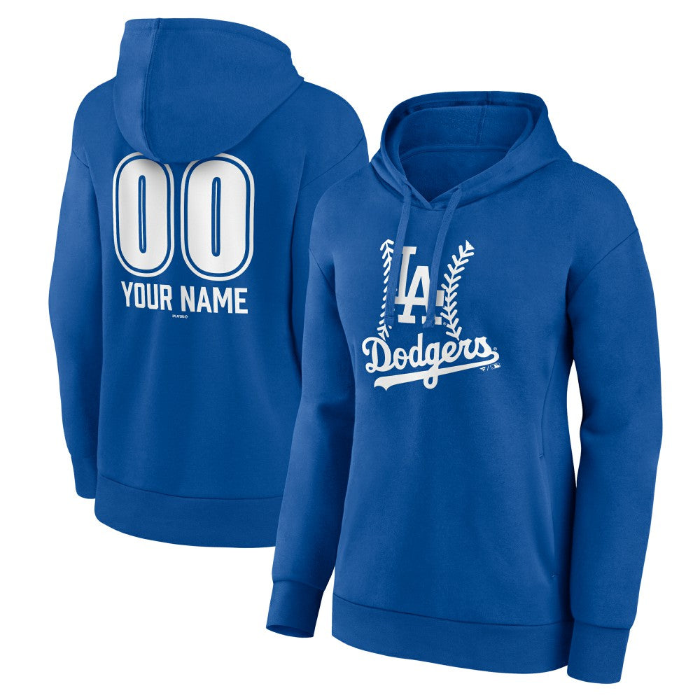 Los Angeles Dodgers Women's Personalized Name & Number Fastball Pullover Hoodie - Royal