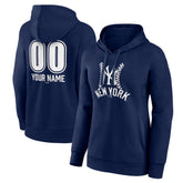 New York Yankees Women's Personalized Name & Number Fastball Pullover Hoodie - Navy