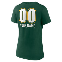 Athletics Women's Personalized Name & Number Fastball V-Neck T-Shirt - Green