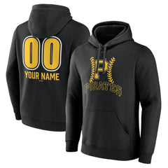 Pittsburgh Pirates Personalized Name & Number Fastball Pullover Hoodie - Black
