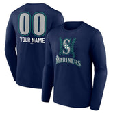 Seattle Mariners Personalized Name & Number Fastball Long Sleeve T-Shirt - Navy