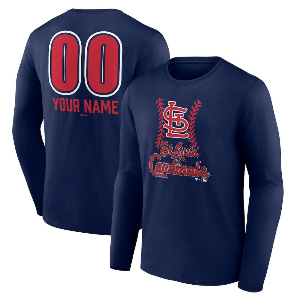 St. Louis Cardinals Personalized Name & Number Fastball Long Sleeve T-Shirt - Navy