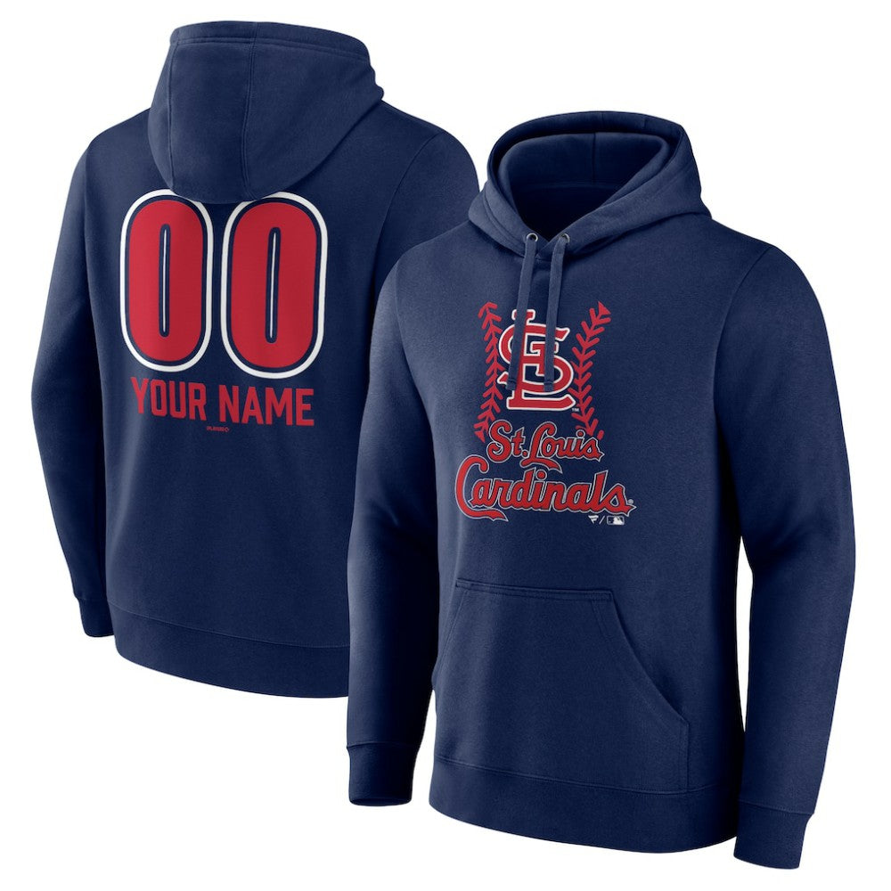 St. Louis Cardinals Personalized Name & Number Fastball Pullover Hoodie - Navy