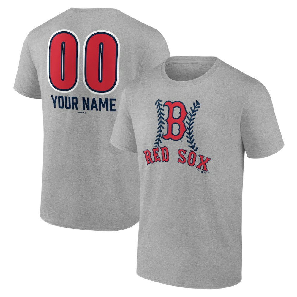Boston Red Sox Personalized Name & Number Fastball T-Shirt - Heather Gray