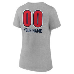 Boston Red Sox Women's Personalized Name & Number Fastball V-Neck T-Shirt - Gray