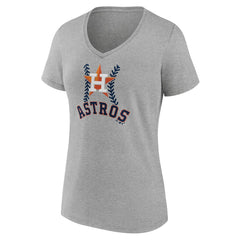Houston Astros Women's Personalized Name & Number Fastball V-Neck T-Shirt - Gray