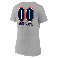 Houston Astros Women's Personalized Name & Number Fastball V-Neck T-Shirt - Gray