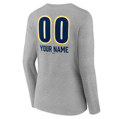 Milwaukee Brewers Women's Personalized Name & Number Fastball Long Sleeve V-Neck T-Shirt - Gray