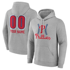 Philadelphia Phillies Personalized Name & Number Fastball Pullover Hoodie - Gray