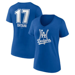 Shohei Ohtani Los Angeles Dodgers Women's Fastball Player Name & Number V-Neck T-Shirt - Royal