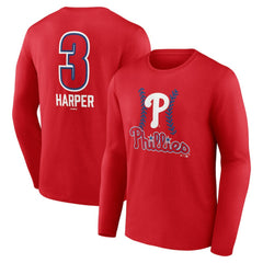 Bryce Harper Philadelphia Phillies Fastball Player Name & Number Long Sleeve T-Shirt - Red