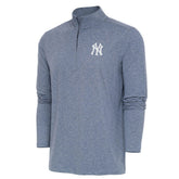 New York Yankees Antigua Hunk Quarter-Zip Top - Heather Navy
