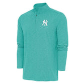 New York Yankees Antigua Hunk Quarter-Zip Top - Heather Aqua