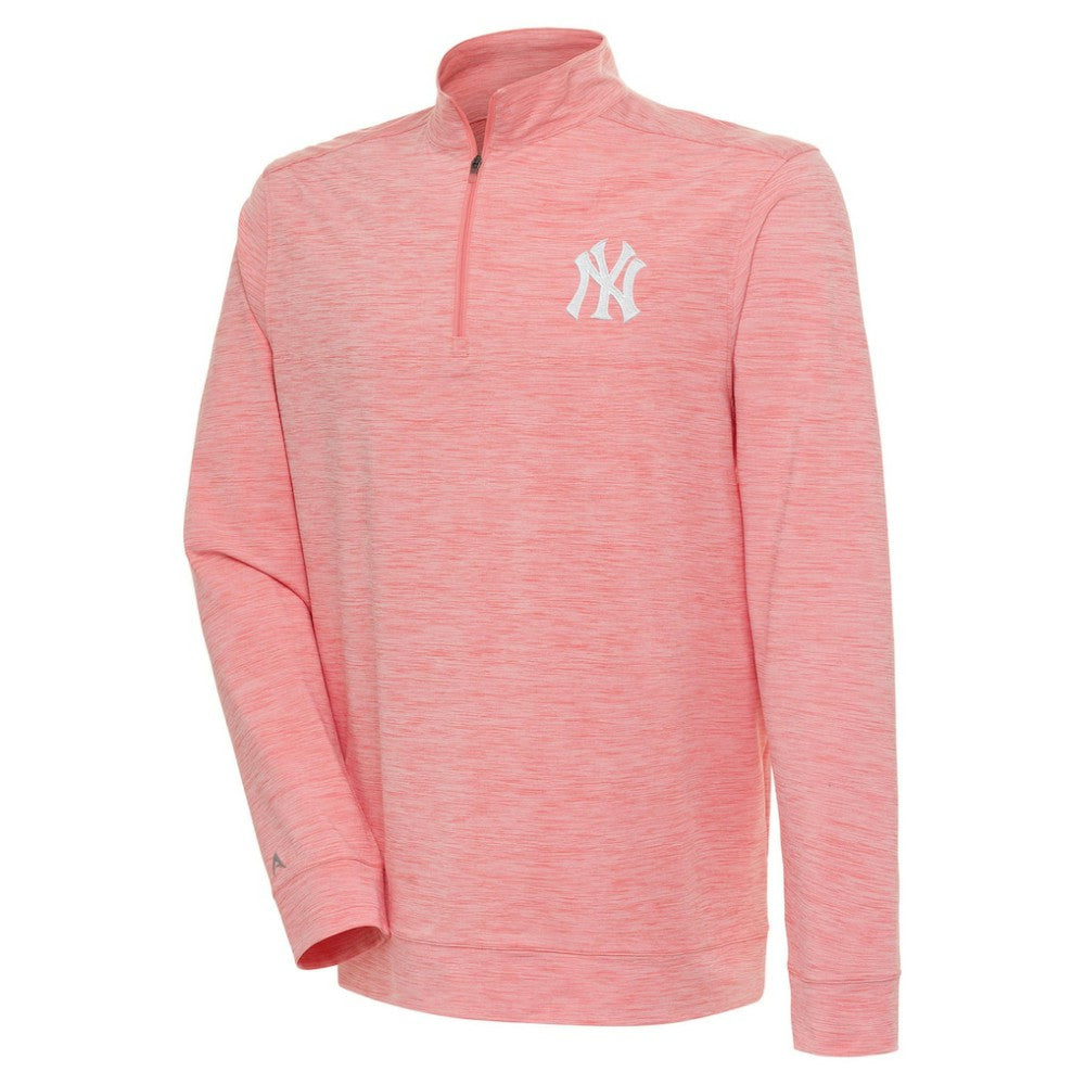 New York Yankees Antigua Bright Quarter-Zip Pullover Top - Coral