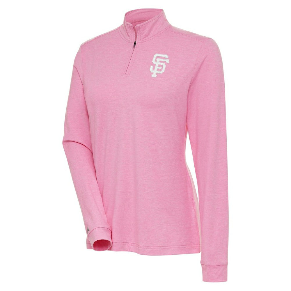 San Francisco Giants Antigua Women's Mentor Quarter-Zip Pullover Top - Pink