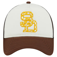 San Diego Padres Checkered Flag A-Frame Trucker 9FORTY Adjustable Hat - White/Brown | New Era