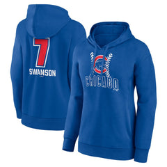 Dansby Swanson Chicago Cubs Women's Fastball Player Name & Number Pullover Hoodie - Royal