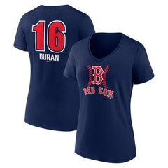Jarren Duran Boston Red Sox Women's Fastball Player Name & Number V-Neck T-Shirt - Navy