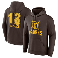 Manny Machado San Diego Padres Fastball Player Name & Number Pullover Hoodie - Brown