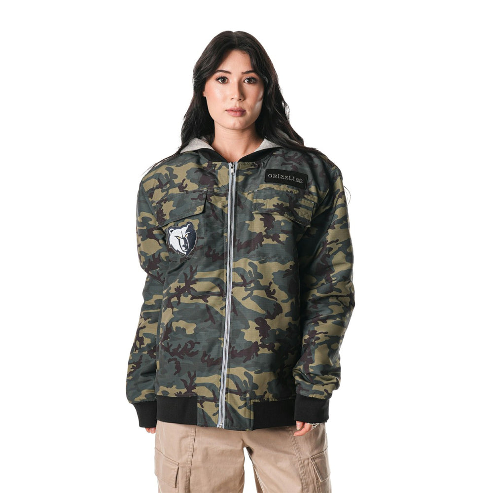 Memphis Grizzlies The Wild Collective Unisex Full-Zip Hoodie Bomber Jacket - Camo on sale