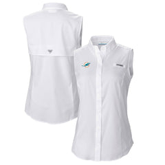 NFL Miami Dolphins Women's PFG Tamiami Omni-Shade Sleeveless Button-Up Shirt
