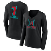 Corbin Carroll Arizona Diamondbacks Women's Name & Number Fastball V-Neck Long Sleeve T-Shirt - Black