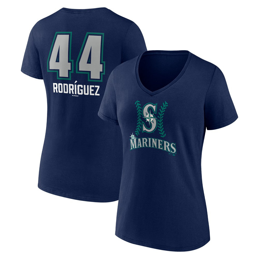 Julio Rodríguez Seattle Mariners Women's Name & Number Fastball V-Neck T-Shirt - Navy