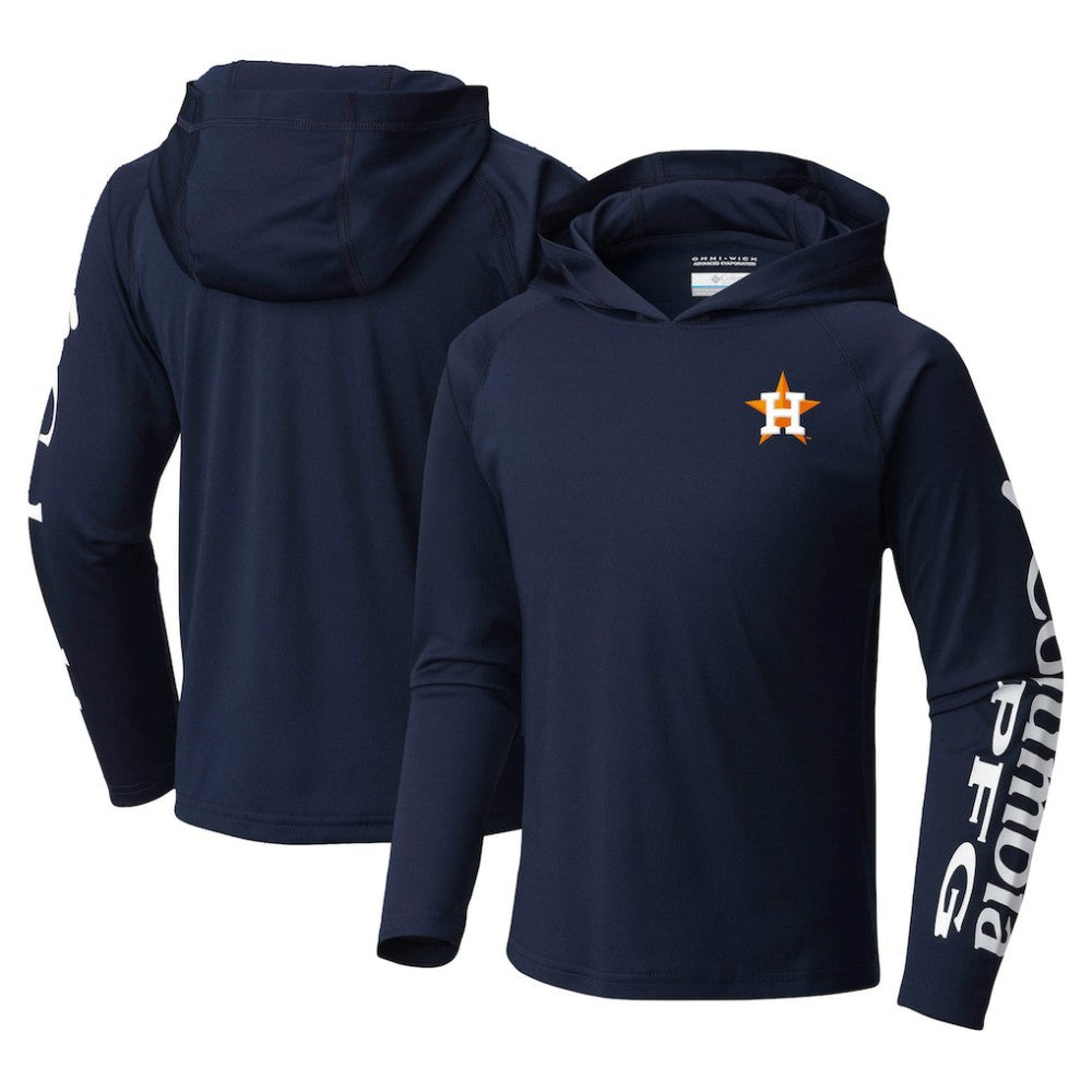 Houston Astros Youth Terminal Tackle Long Sleeve Hoodie T-Shirt - Navy | Columbia