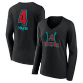 Ketel Marte Arizona Diamondbacks Women's Name & Number Fastball V-Neck Long Sleeve T-Shirt - Black