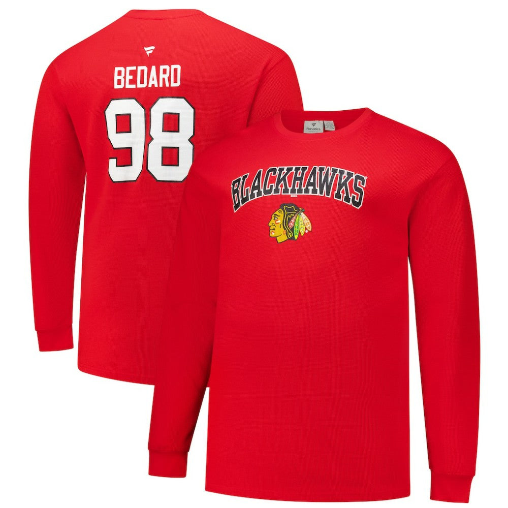 Connor Bedard Chicago Blackhawks Profile Big & Tall Name & Number Thermal Pullover Sweatshirt