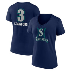 J.P. Crawford Seattle Mariners Women's Name & Number Fastball V-Neck T-Shirt - Navy